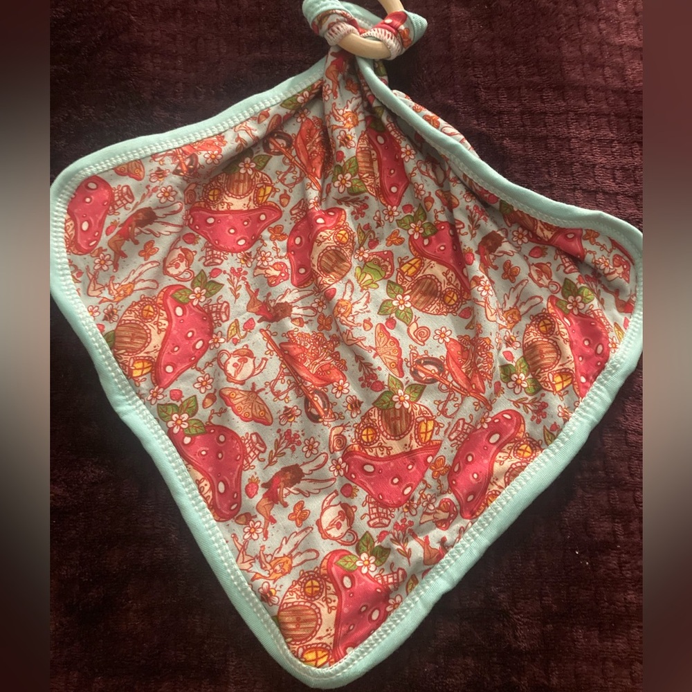 Mushroom & Fairies Bamboo Lovey Security Lovey